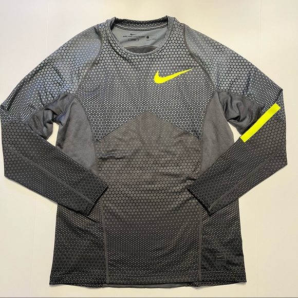 Nike Pro Hyperwarm Fitted Long Sleeve Size Large Gray Green - Picture 1 of 10